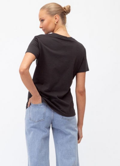 Paper Heart - Short Sleeve Casual Pocket Tee - Washed Black