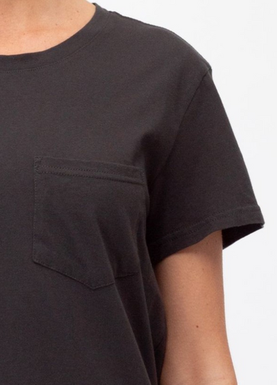 Paper Heart - Short Sleeve Casual Pocket Tee - Washed Black
