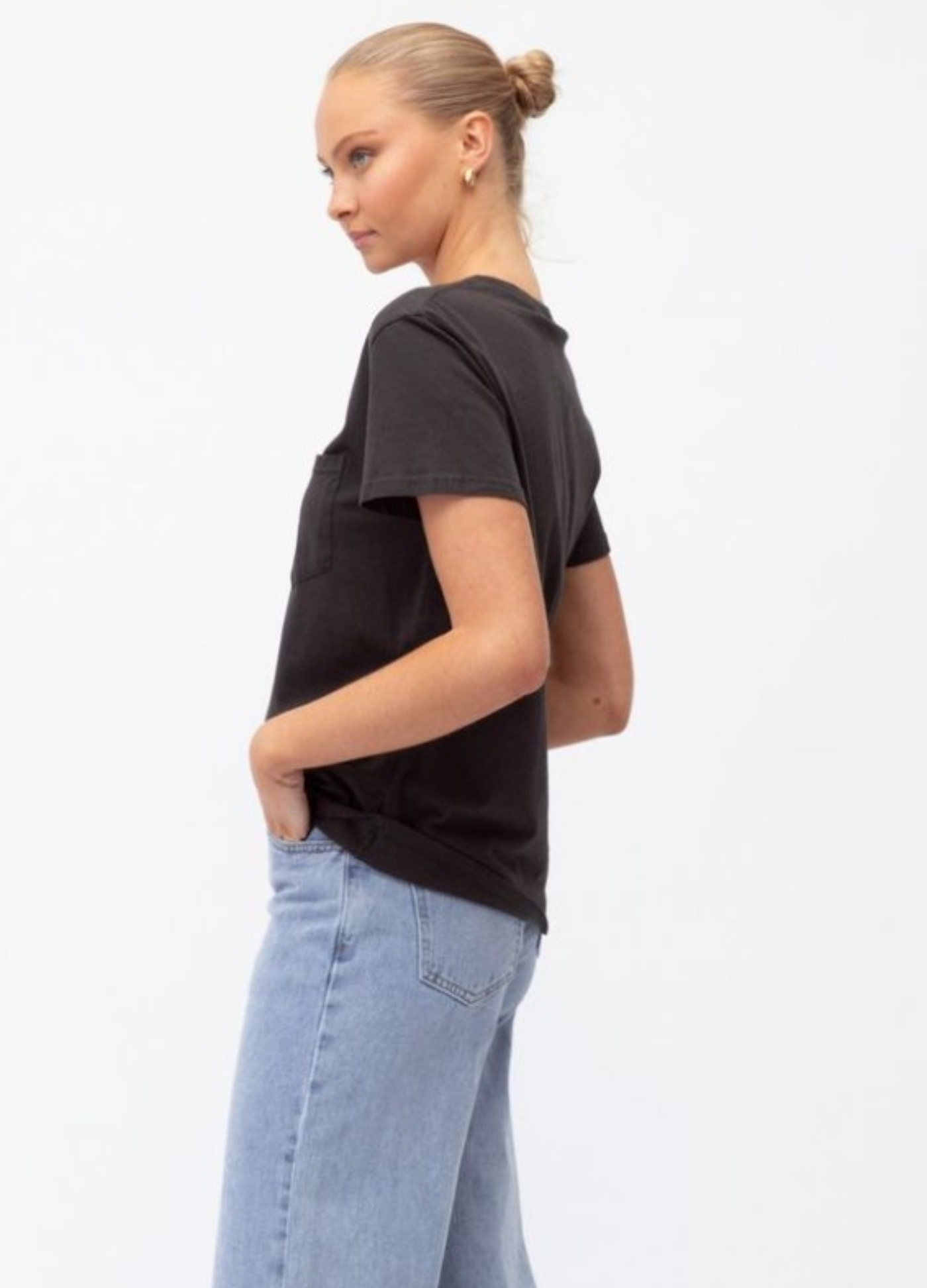 Paper Heart - Short Sleeve Casual Pocket Tee - Washed Black