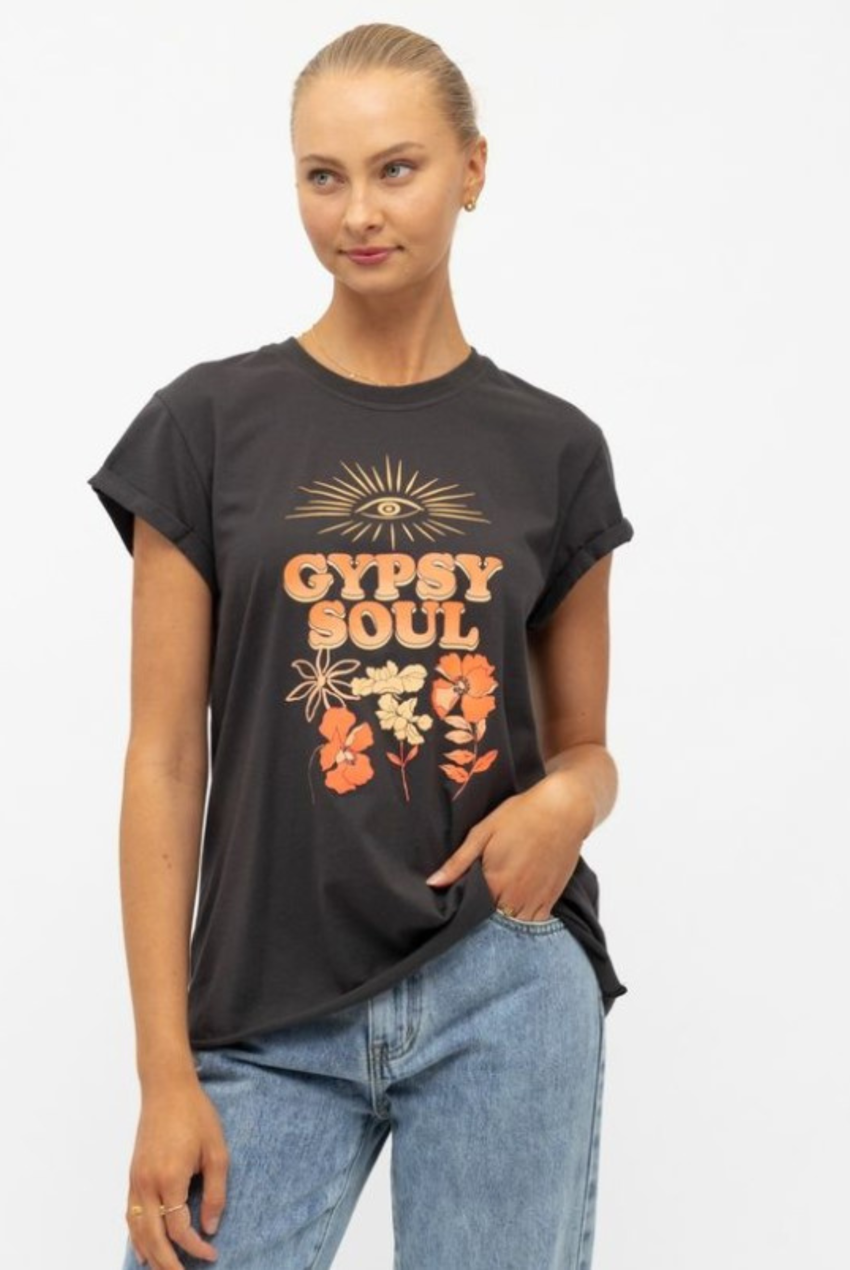 Cotton Tshirt with Gypsy Soul Motif