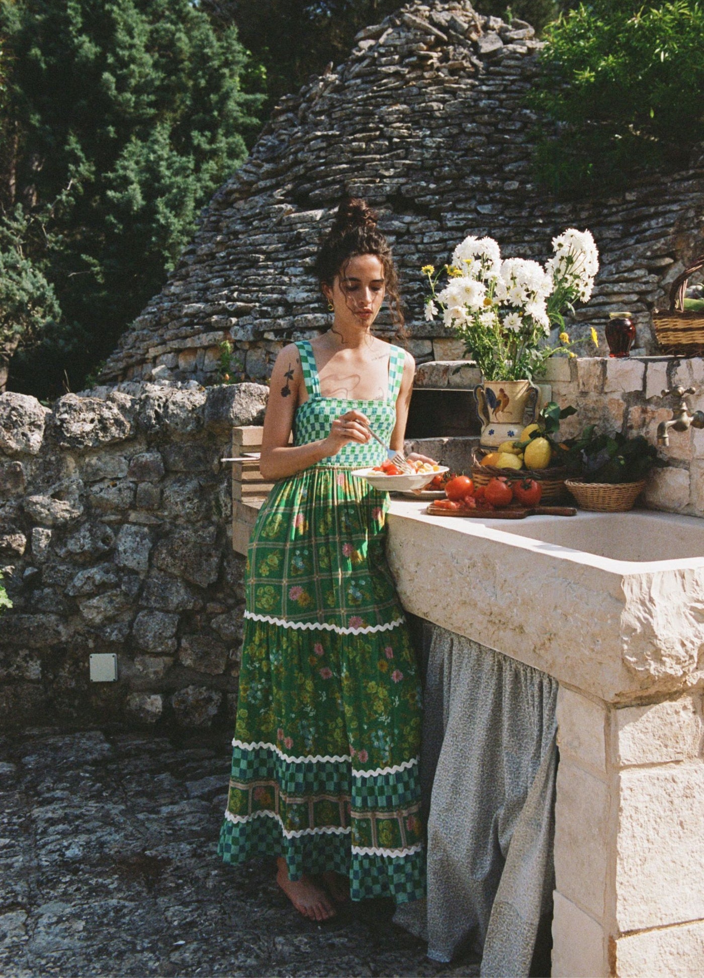 Flora Gown citrus crush dress with tie back detail