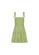 Strappy pale green mini dress with tie shoulders