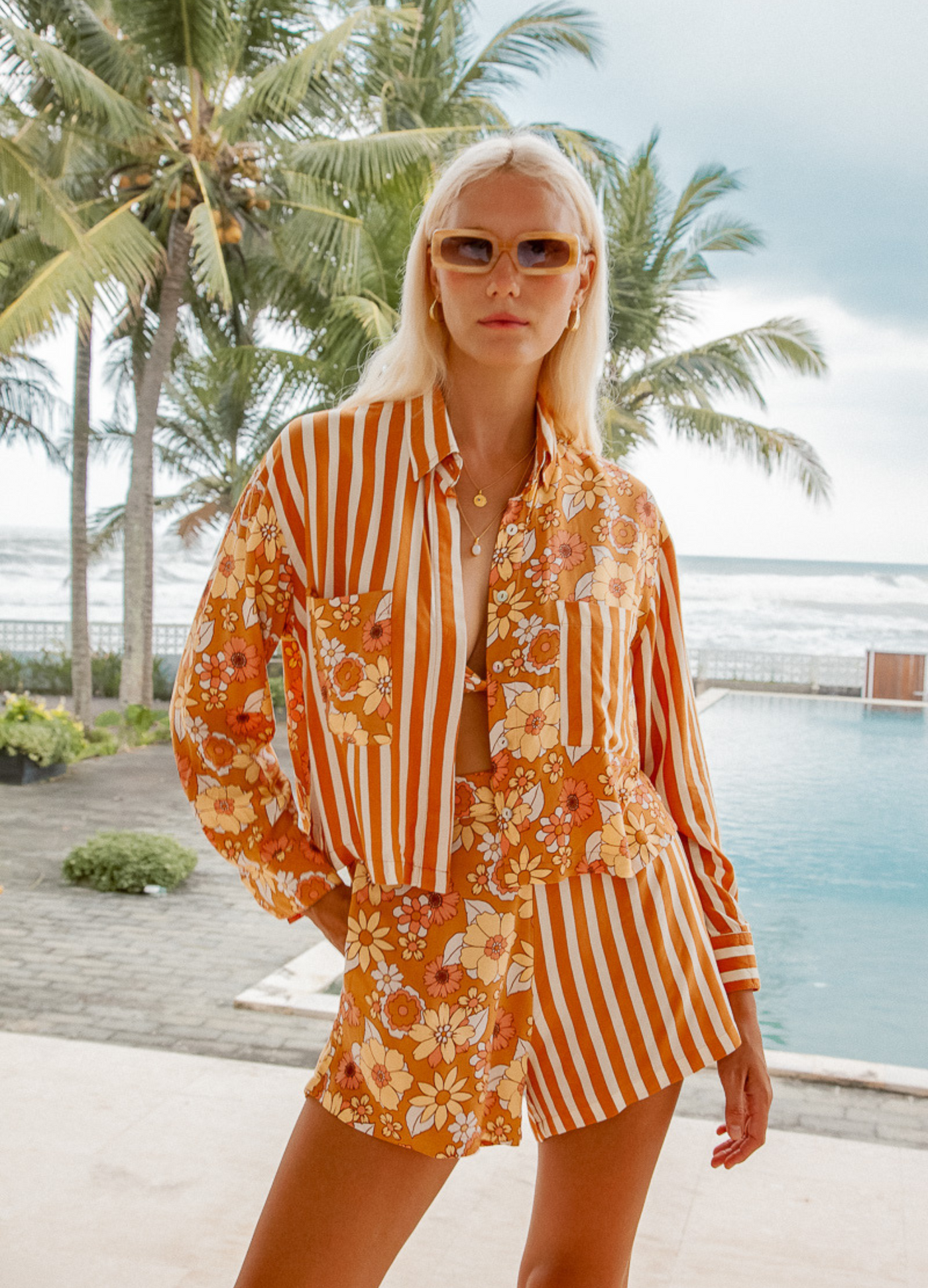 Palm Collective - Rae Shorts - Orange Floral