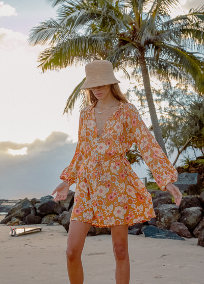 Model wearing the Vintage Days dress from Palm Collective