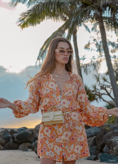 Model wearing the Vintage Days dress from Palm Collective