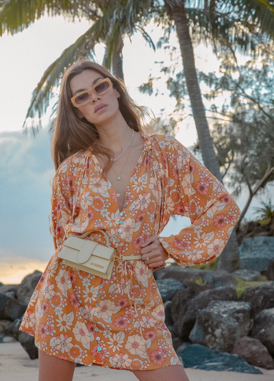 Model wearing the Vintage Days dress from Palm Collective