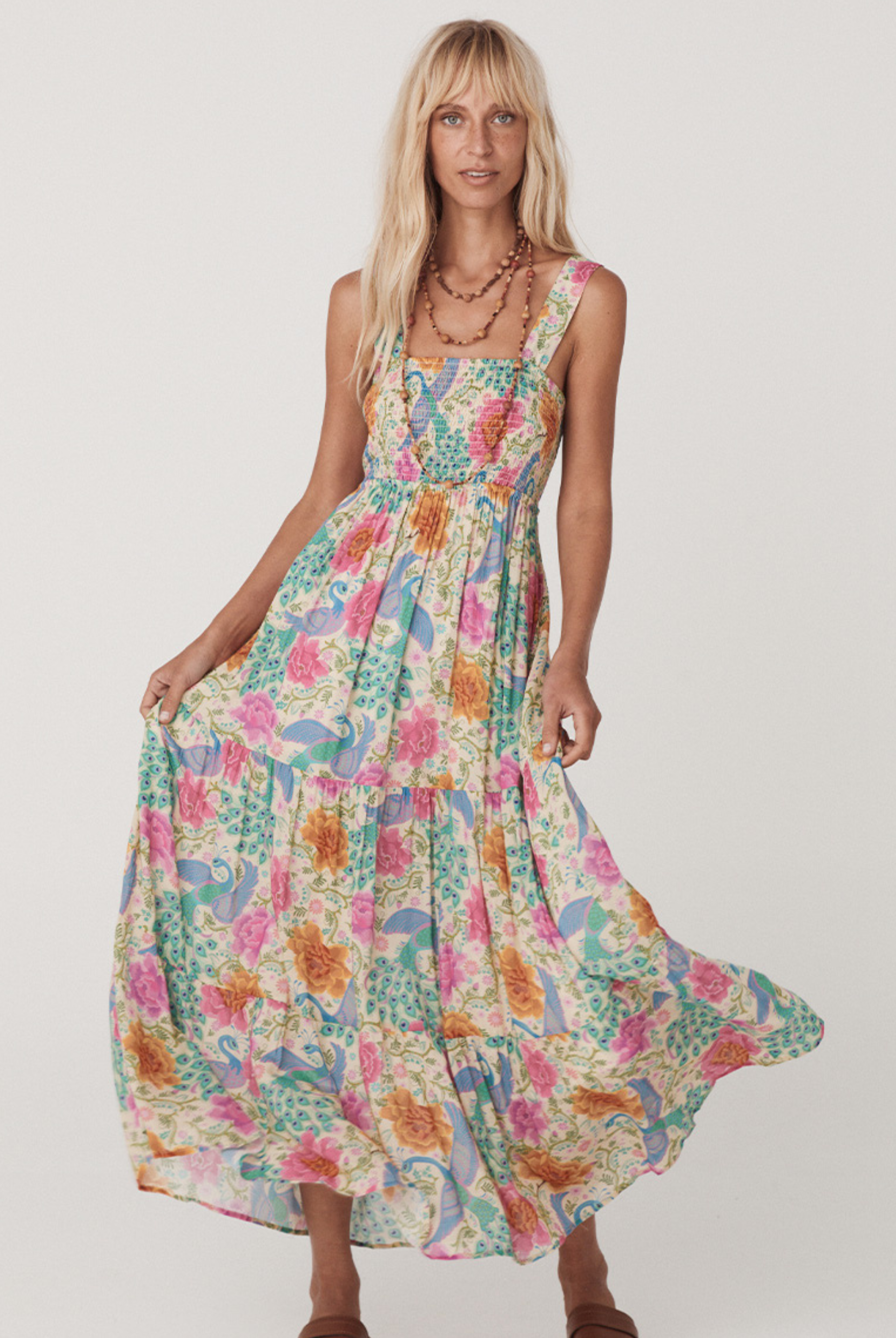 Spell Boheme Strappy Maxi Dress in Spring Print