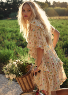 Fleur Flutter Sleeve Mini Dress by Spell in Macaroon