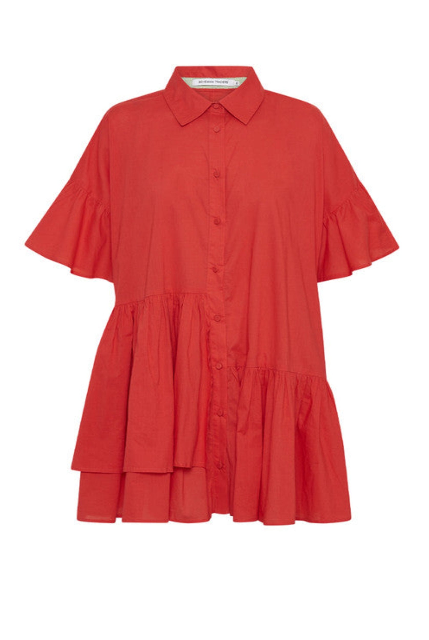 The Genoa Dress in Rhubarb Red