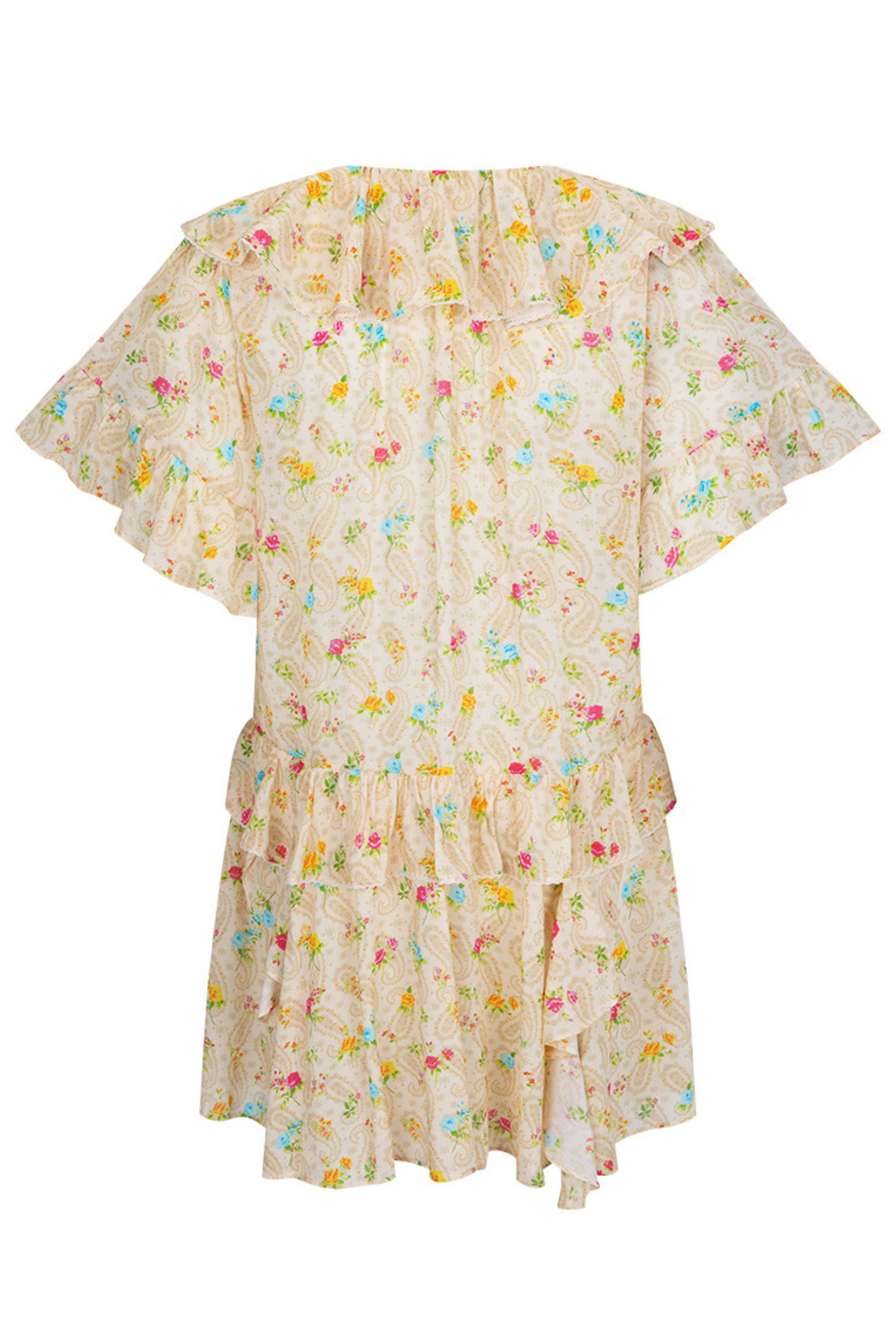 Fleur Flutter Sleeve Mini Dress by Spell in Macaroon