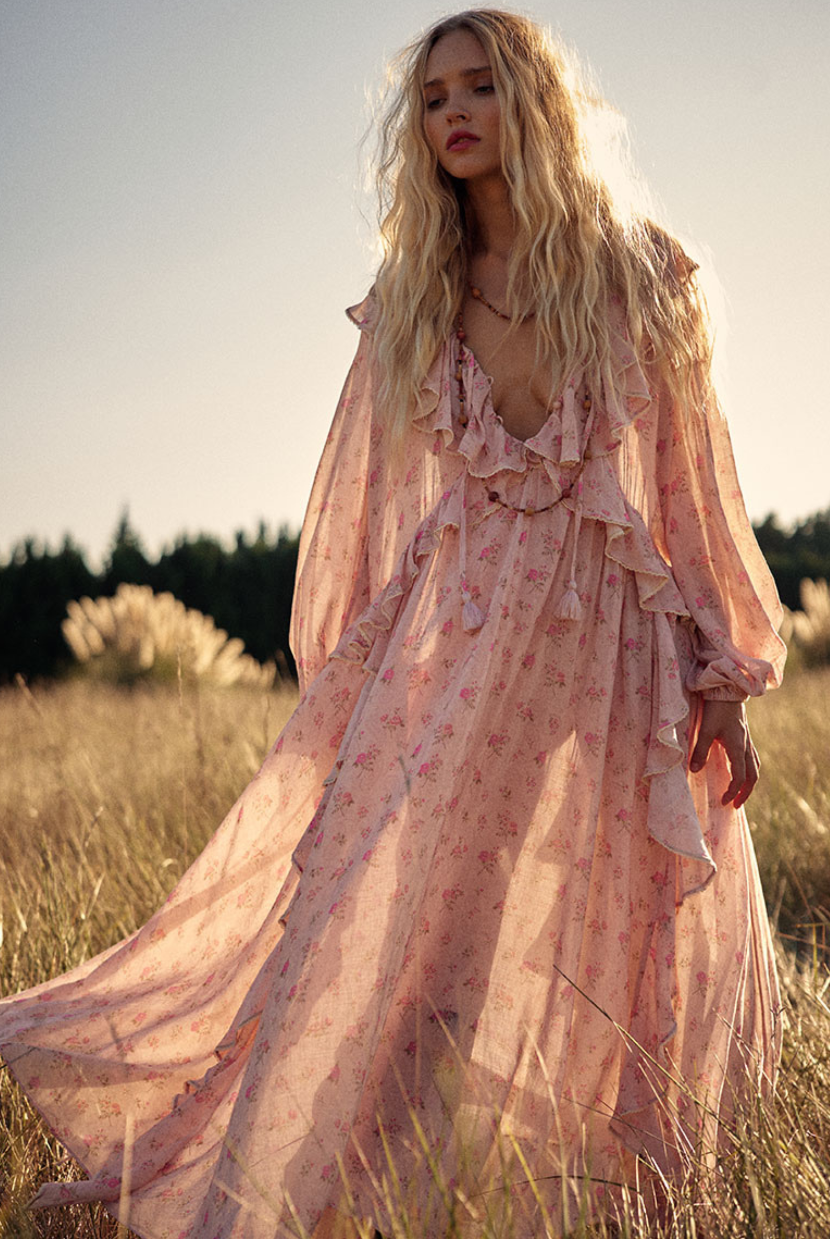 Spell Fleur Gown in Pink Champagne