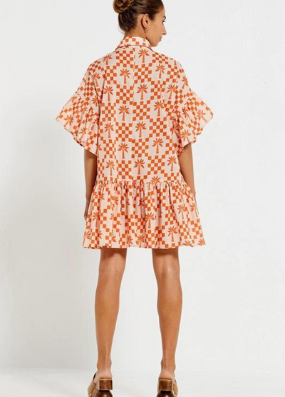 Bohemian Traders - Mid Sleeve Genoa Mini Dress - Palm Check