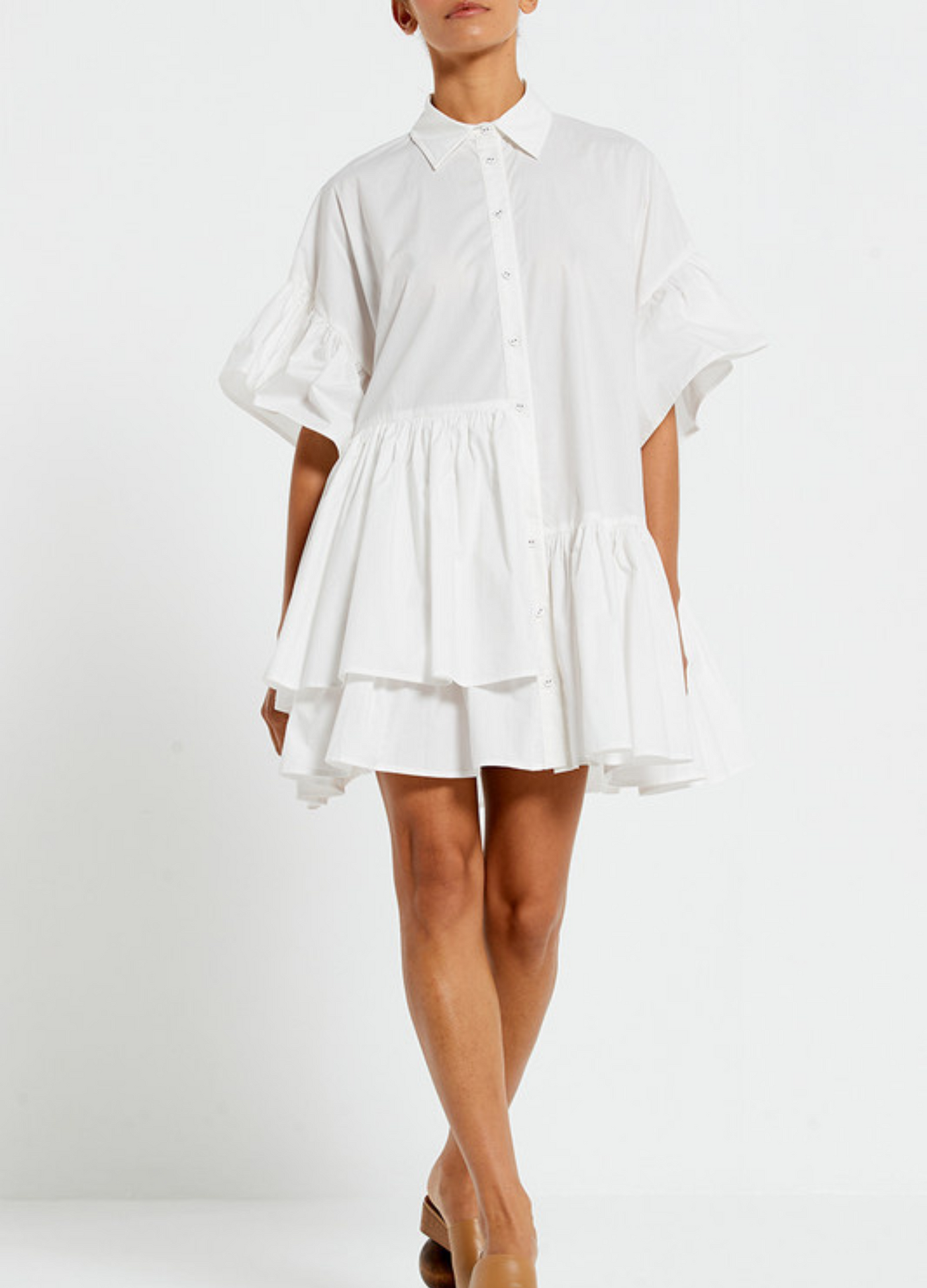Bohemian Traders - Mid Sleeve Genoa Mini Dress - White