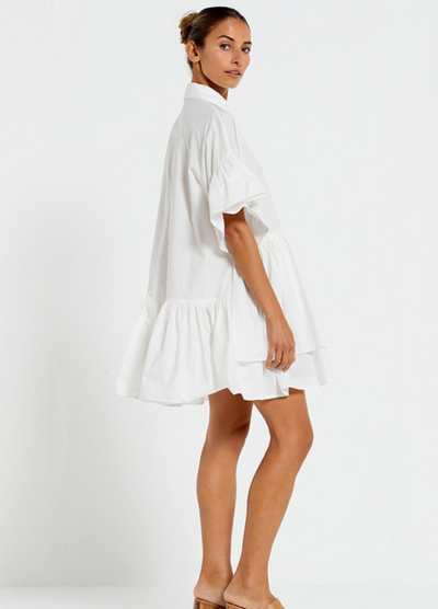 Bohemian Traders - Mid Sleeve Genoa Mini Dress - White