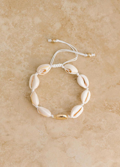 Cowrie shell bracelet from Indigo and Wolfe