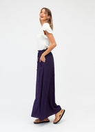 Navy Blue wide leg pant with elasticated waistband