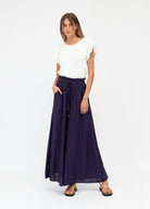 Navy Blue wide leg pant with elasticated waistband