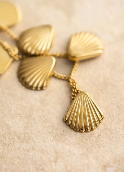 Gold shell detail necklace from Indigo and Wolfe