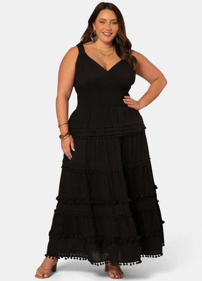 Curve model wearing the Malibu Maxi Dress from The Poetic Gypsy