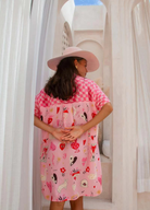 Palm Collective Spliced Shirt Dress in pink print