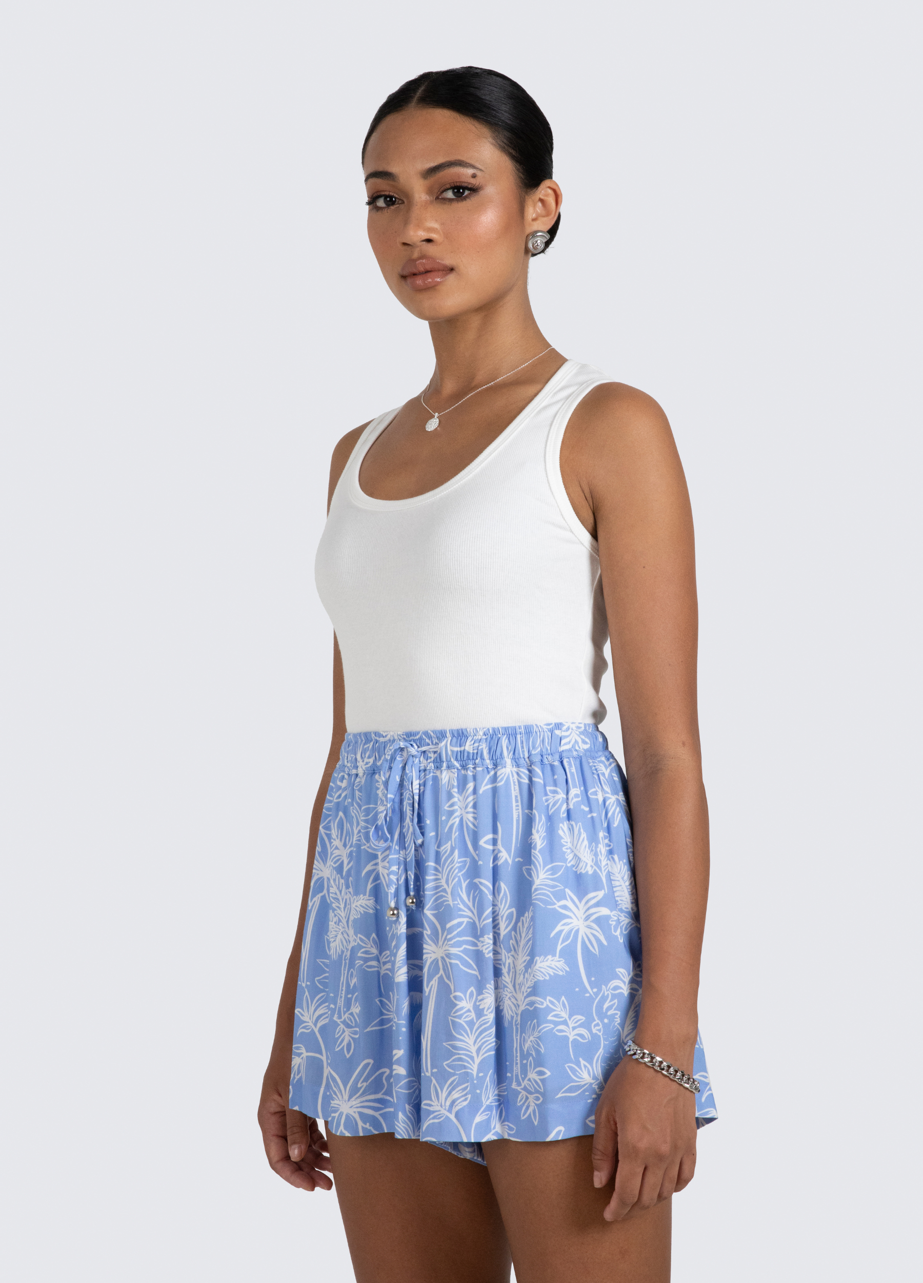ESTL white ribbed tank in cotton elastane