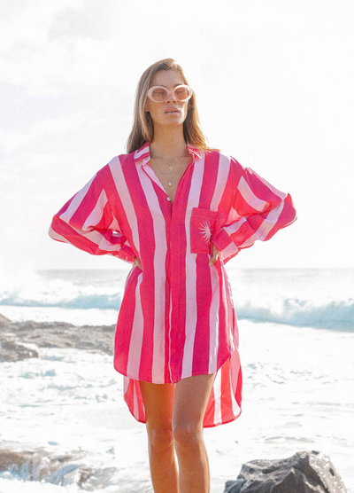 Palm Collective - Heart Shirt Dress - Pink