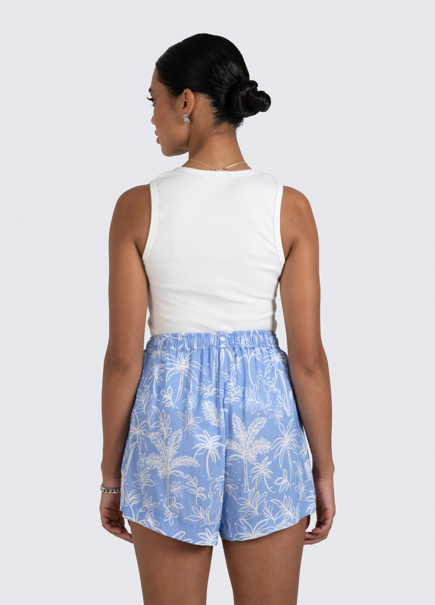 ESTL white ribbed tank in cotton elastane