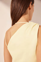 Gathered Dress in vanilla with one shoulder detail