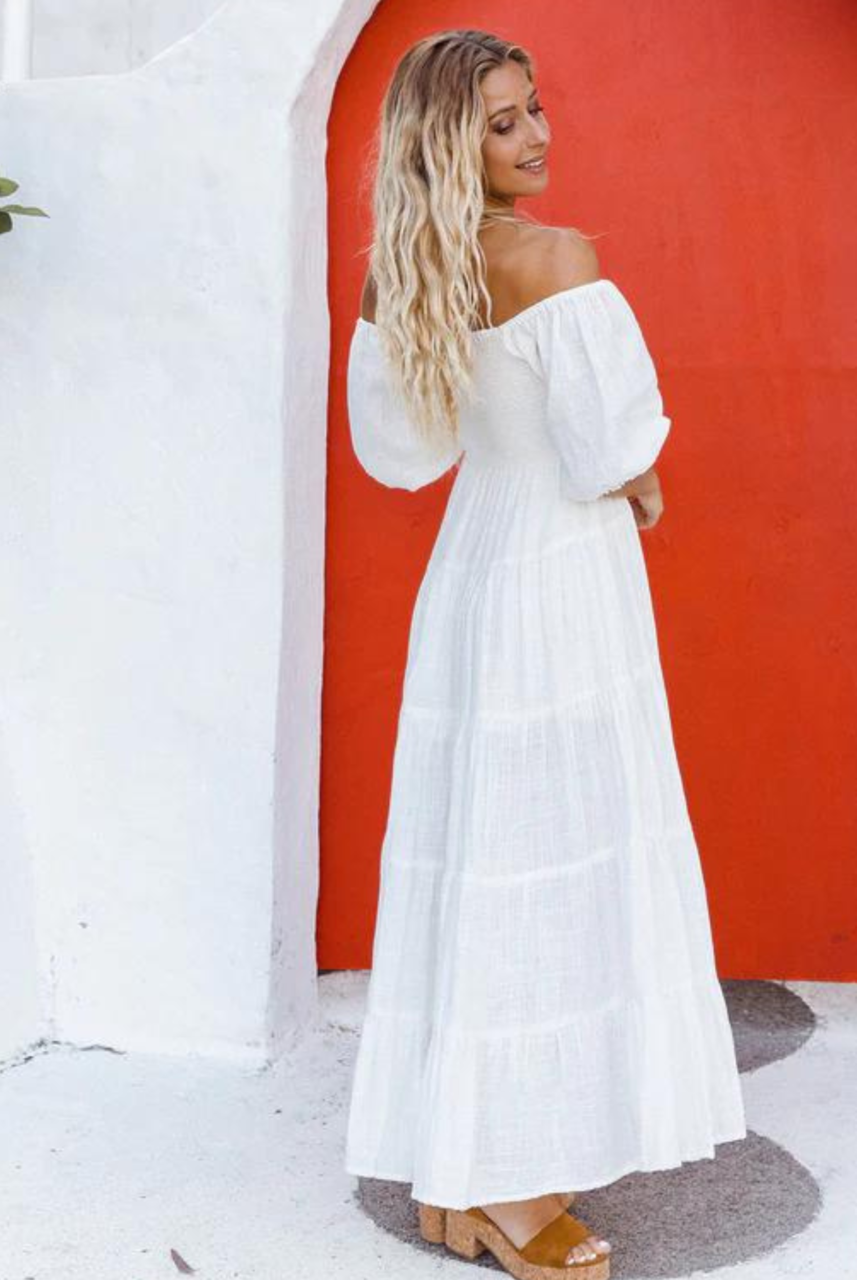 White Balloon Sleeve Maxi Dress from sustainable brand tropical dream