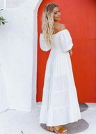 White Balloon Sleeve Maxi Dress from sustainable brand tropical dream