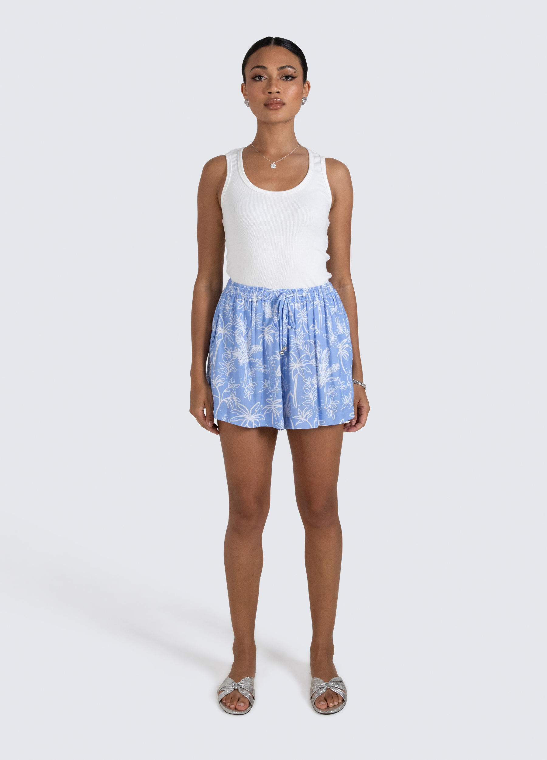 ESTL white ribbed tank in cotton elastane