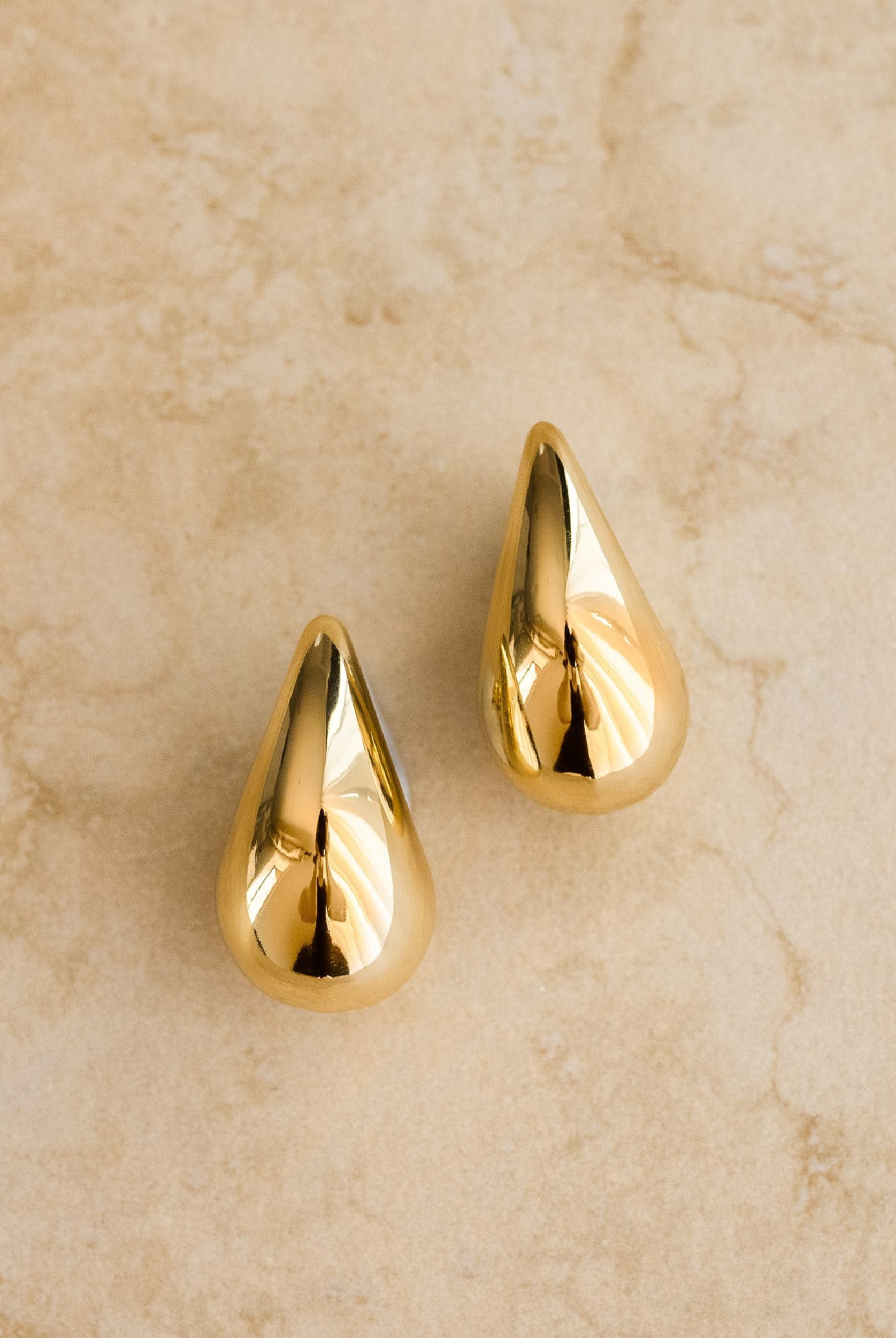 Sophia gold teardrop earrings from Indigo & Wolfe