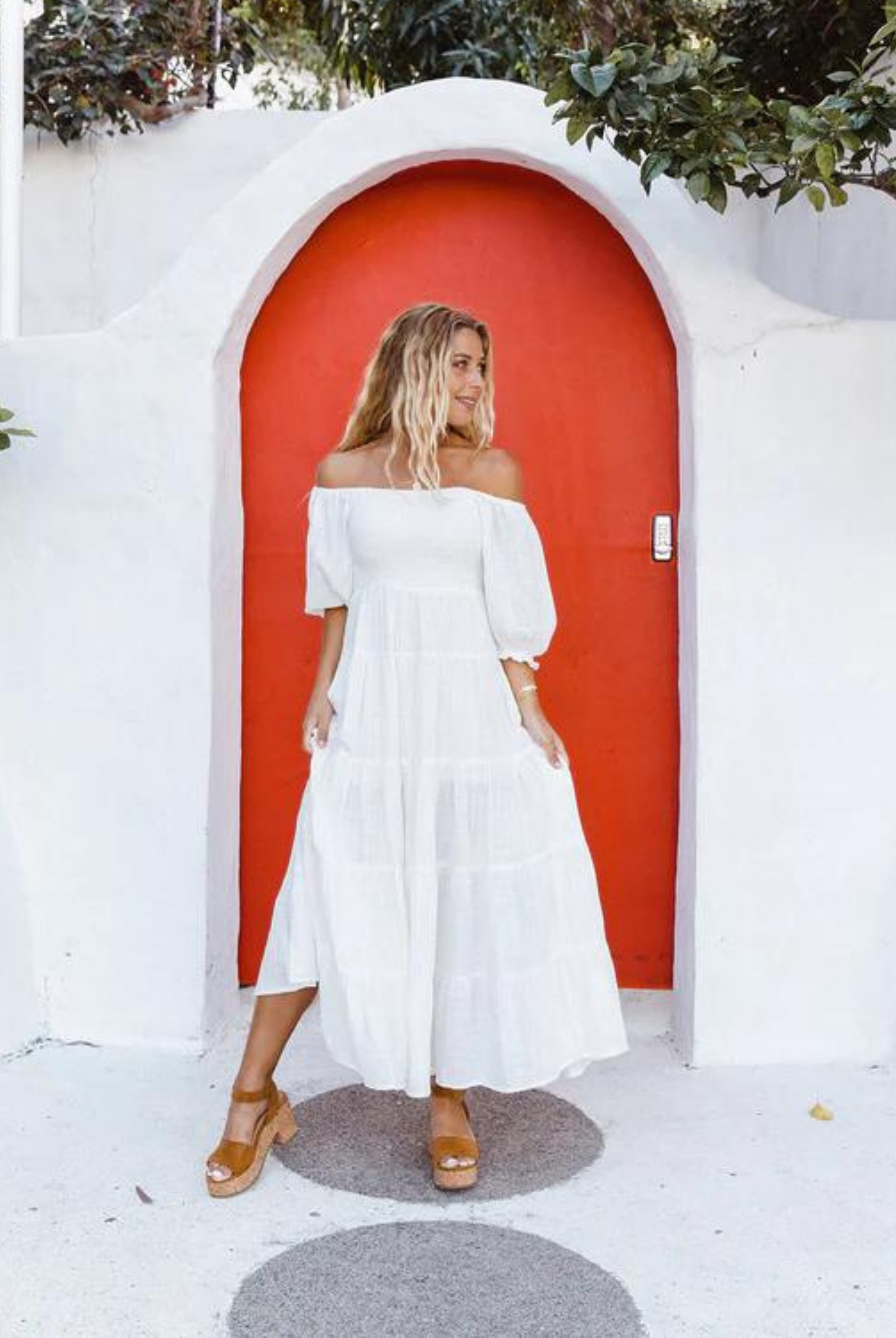 White Balloon Sleeve Maxi Dress from sustainable brand tropical dream