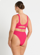 Sasha Crop Bikini Top in Raspberry pink crinkle from Bond Eye Australia