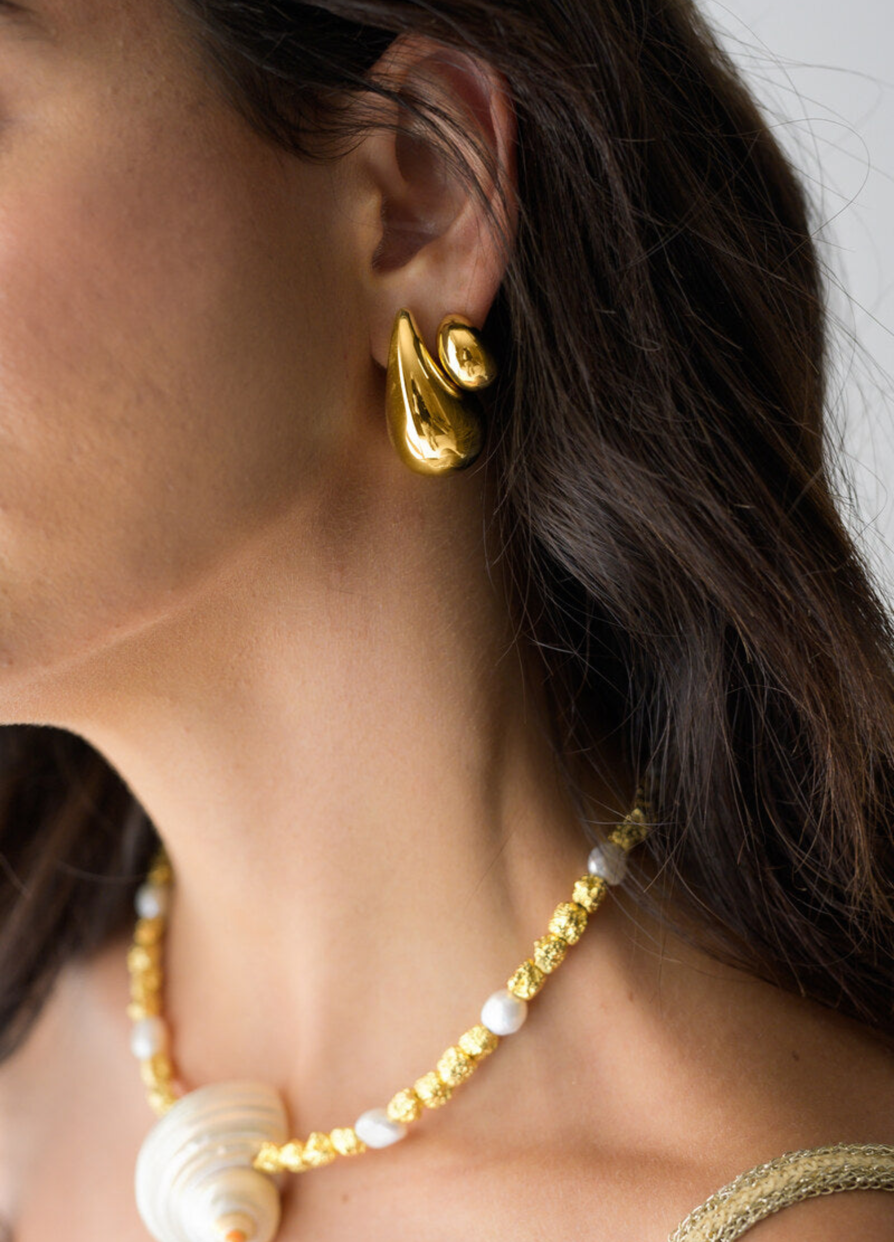 Sophia gold teardrop earrings from Indigo & Wolfe