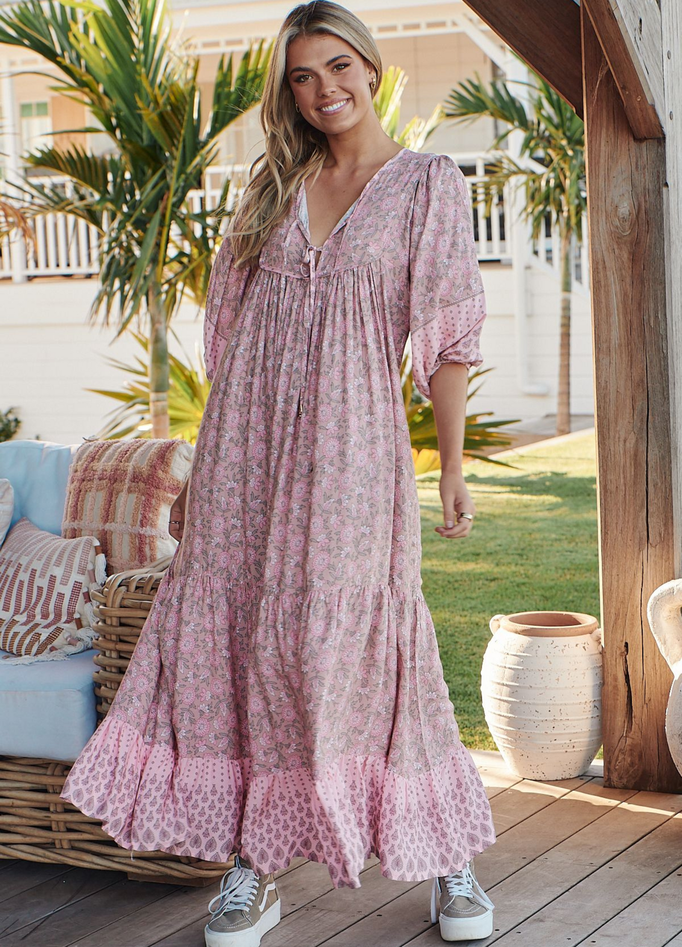 JAASE - Mid Sleeve Paris Maxi Dress - Rosabella Print