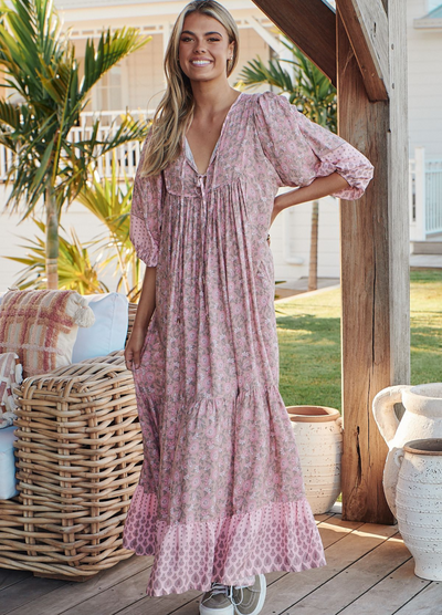 JAASE - Mid Sleeve Paris Maxi Dress - Rosabella Print