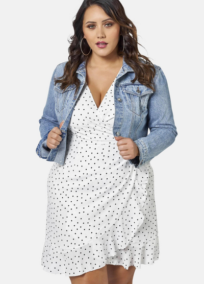 Sunday in the City - Short Sleeve Framed Frill Wrap Dress - Spot