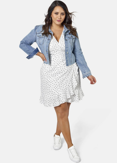 Sunday in the City - Short Sleeve Framed Frill Wrap Dress - Spot