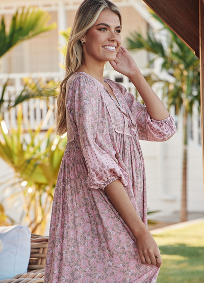 JAASE - Mid Sleeve Paris Maxi Dress - Rosabella Print