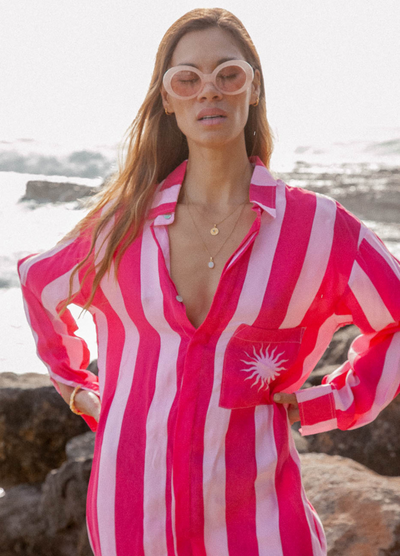 Palm Collective - Heart Shirt Dress - Pink
