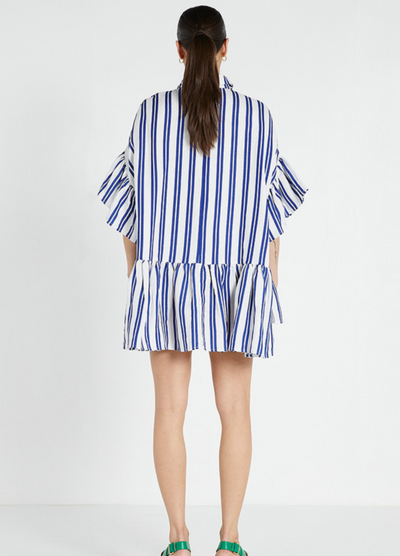 Bohemian Traders - Mid Sleeve Genoa Mini Shirt Dress - Royal Stripe