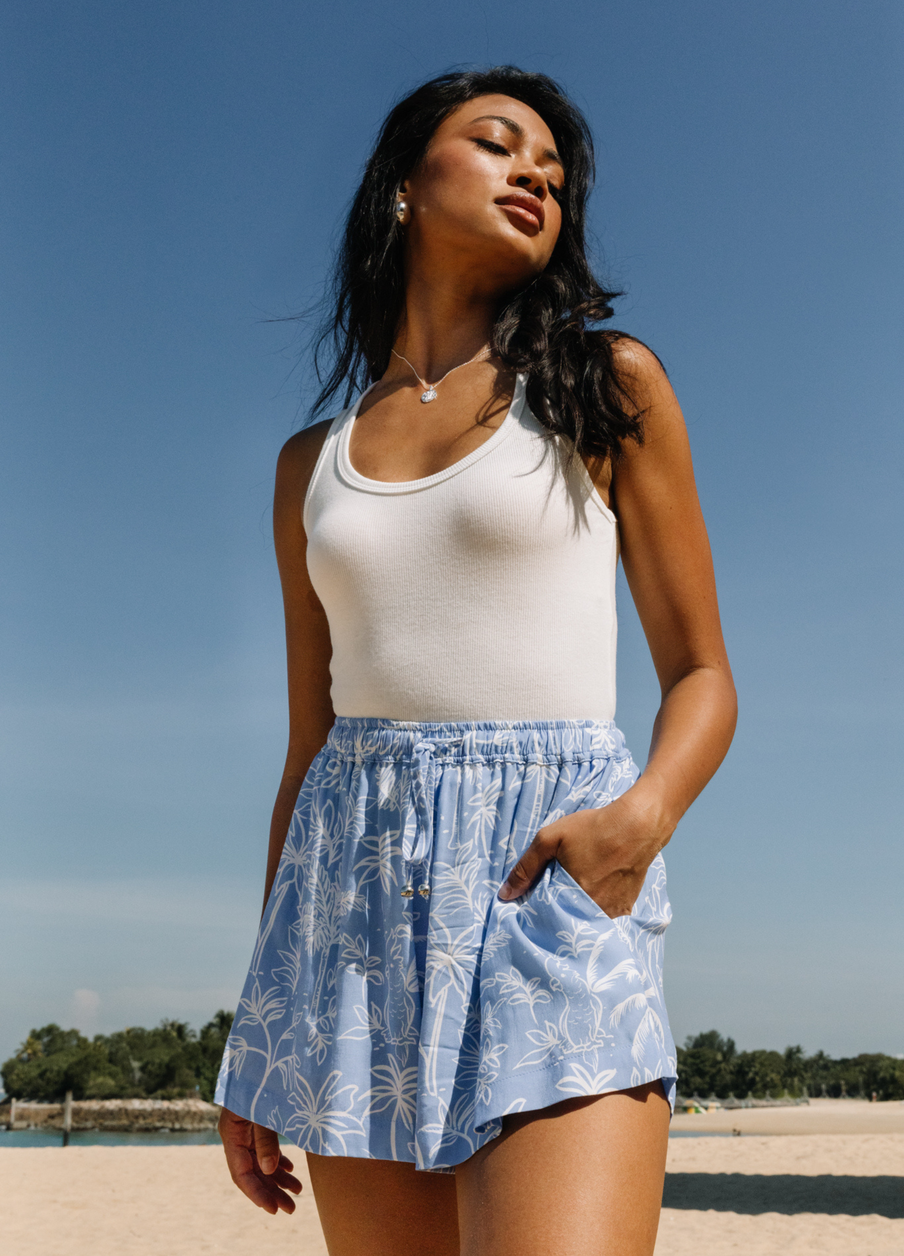 Tori Rib Tank in White bra friendly 