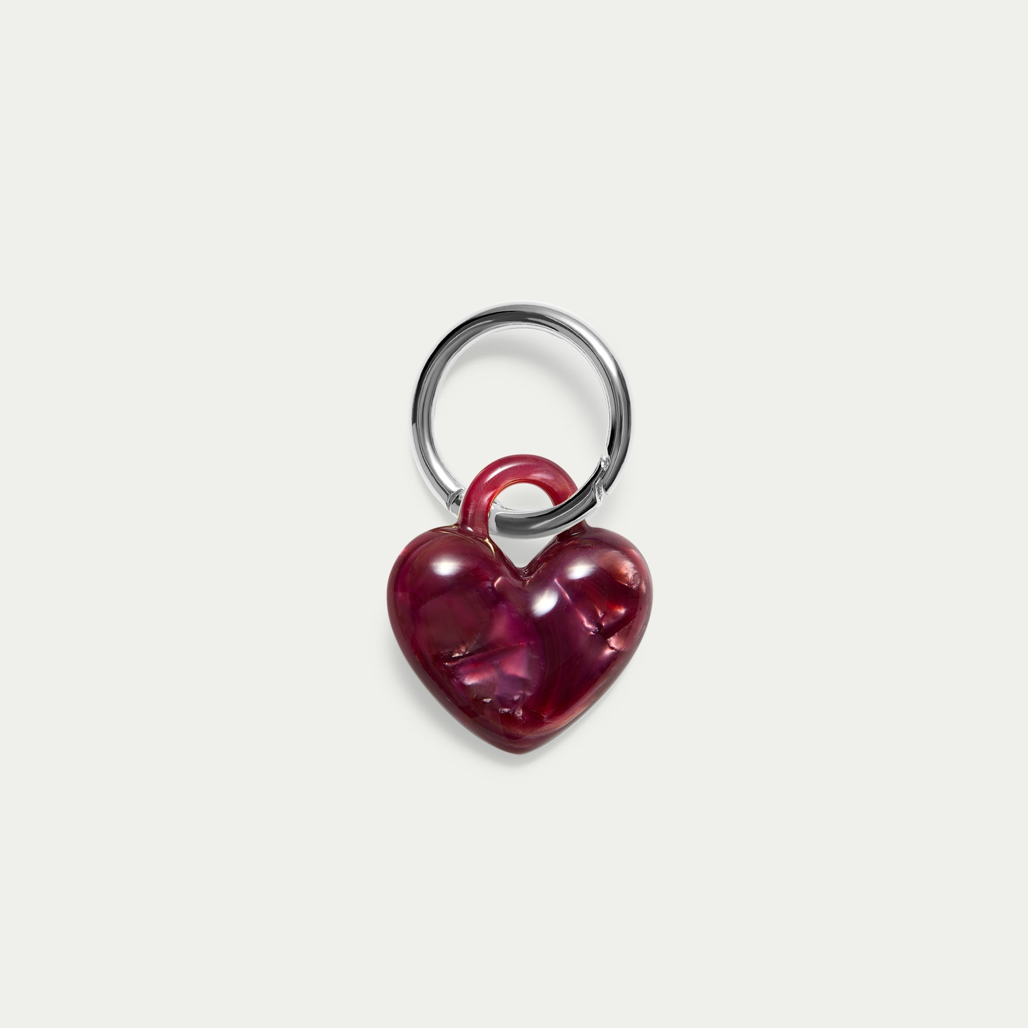 Kitty Paloma Puffy Heart Keychain Pomegranate Silver