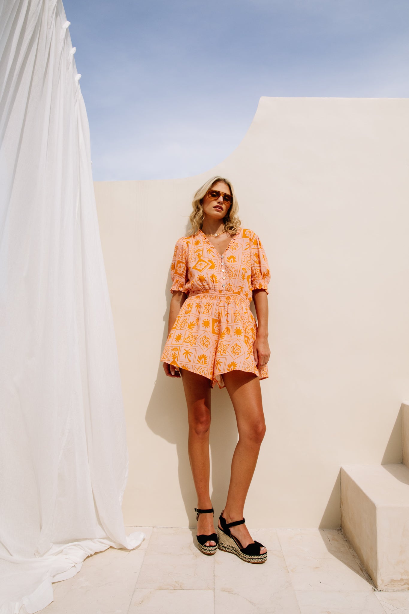 Shirred waist playsuit from ESTL 