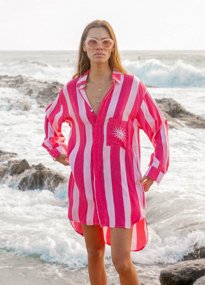 Palm Collective - Heart Shirt Dress - Pink