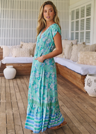 JAASE Malina Print Maxi Dress with Short sleeve in daisy floral print