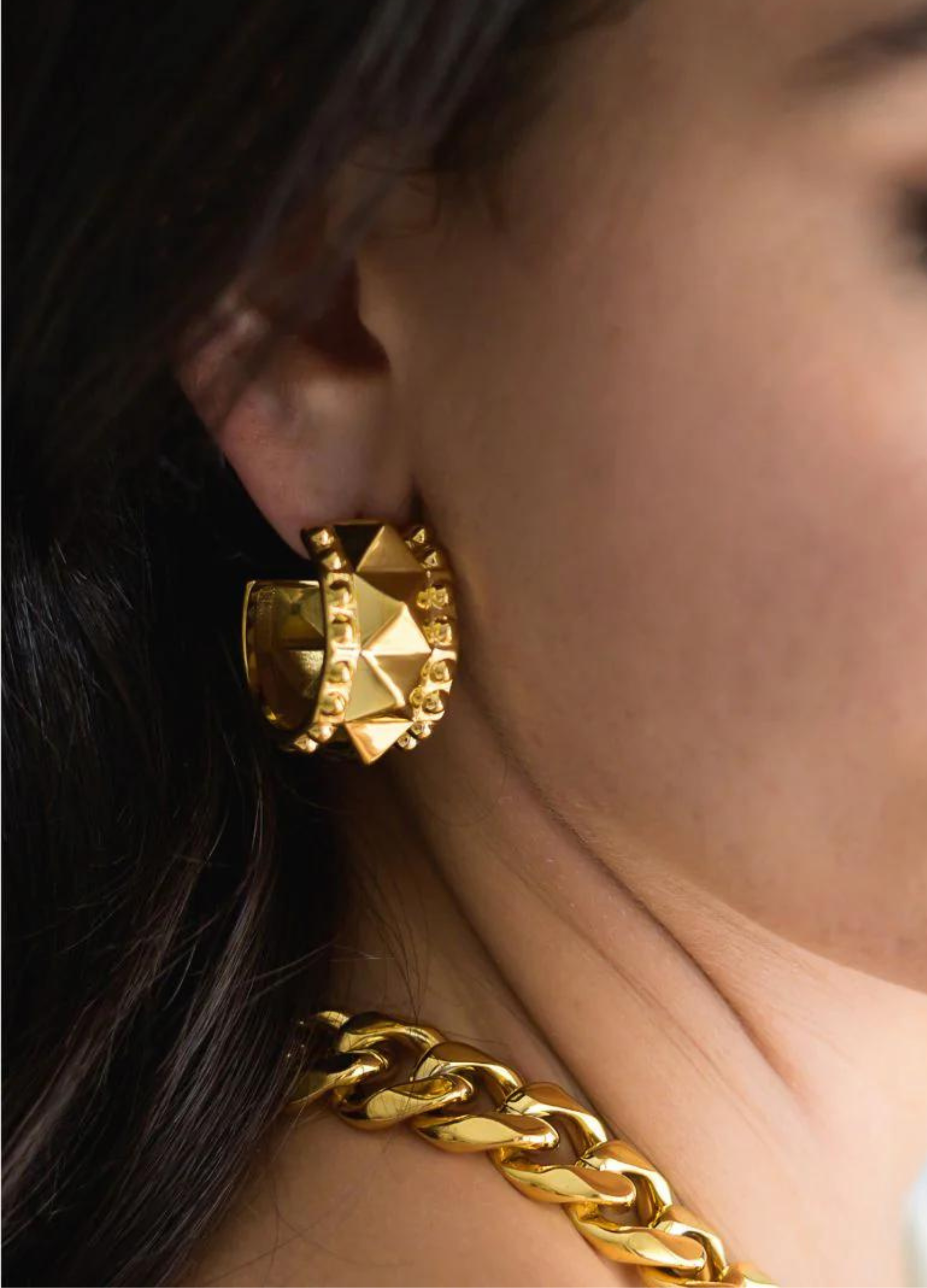 Gold Studded Hoop earrings from Indigo & Wolfe 