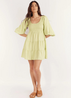 Girl and the sun linen lime green dress