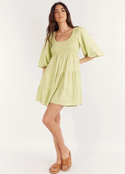 Girl and the sun linen lime green dress